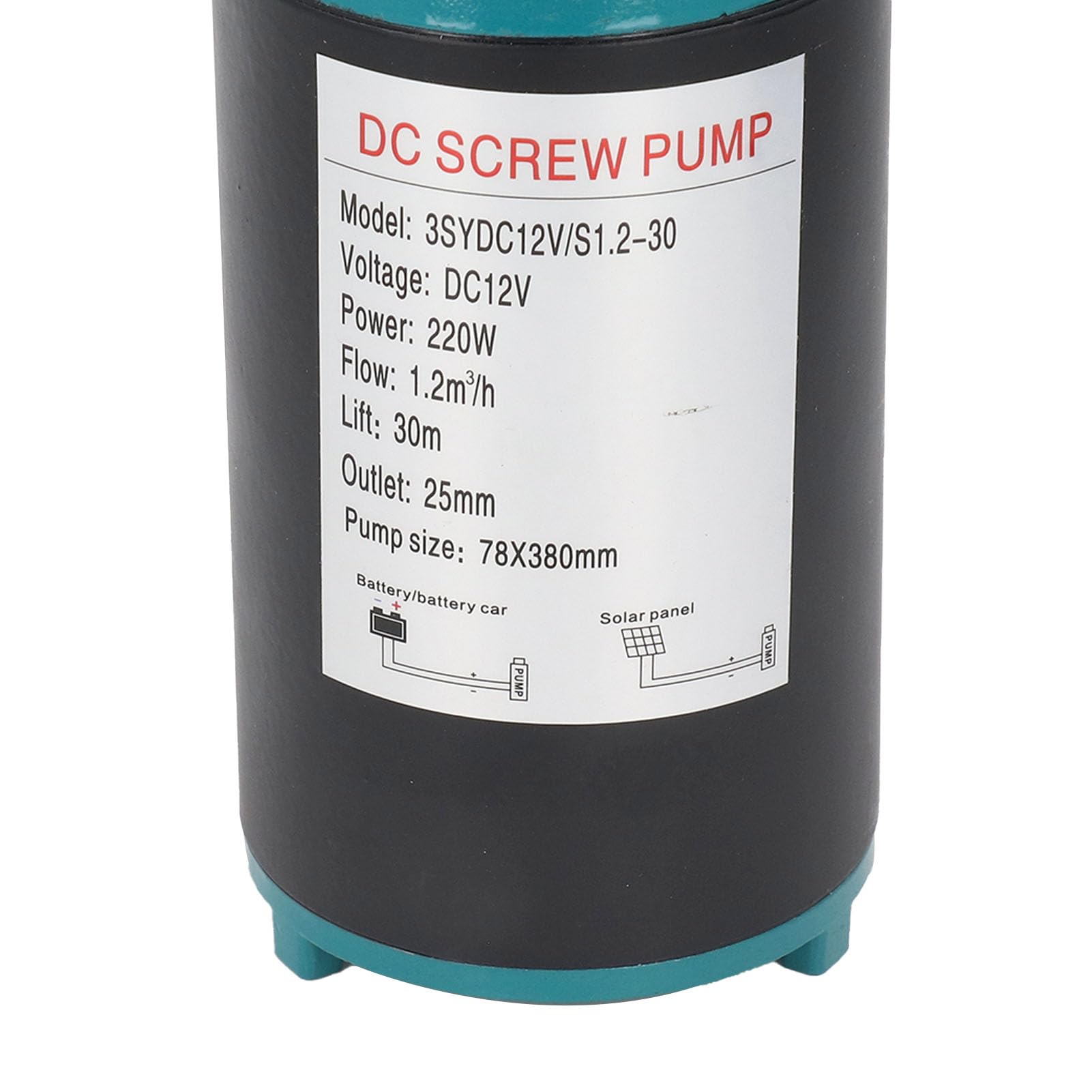 Duokon Bomba Sumergible para Pozo Profundo DC 12 V Bomba de Tornillo de Acero Inoxidable Cabeza de 30 M Cable de Alimentación de 23 Pies Cable de Motor de Cobre para Riego Granja Pozos Jardín