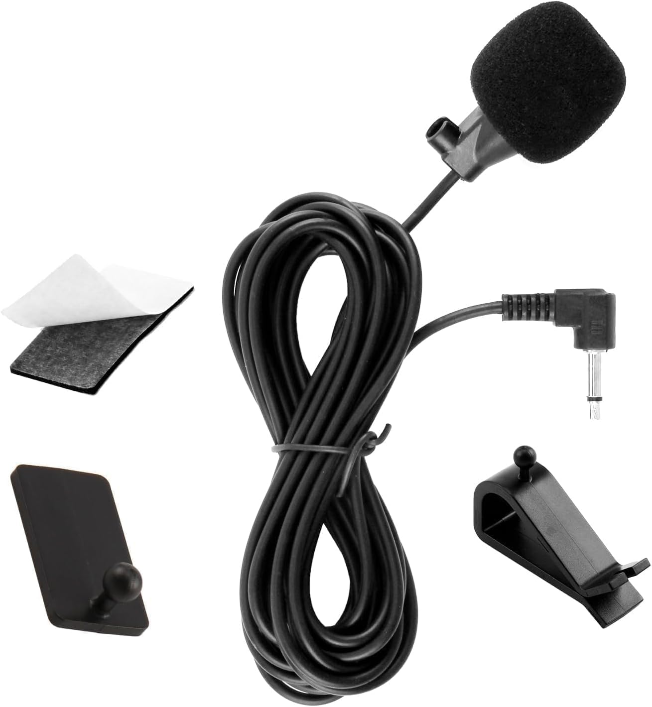 Microphone Externe Jack 3,5 Mm Pour Voiture - Compatible Sony JVC Kenwood Jensen Alpine - Avec Morsetto U, Adhésif Et Câble 3m Plug & Play