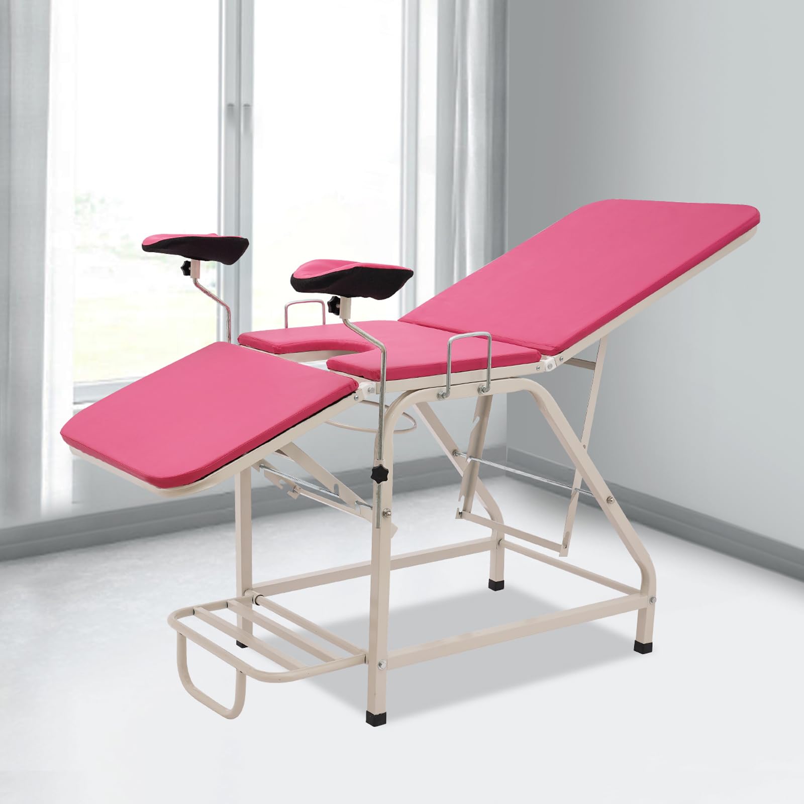 Chaise gynécologique, d'examen, chaise d'accoudoir, réglable, confortable, charge maximale : 150 kg, pour cliniques, hôpitaux, chambres prénatales (rose)