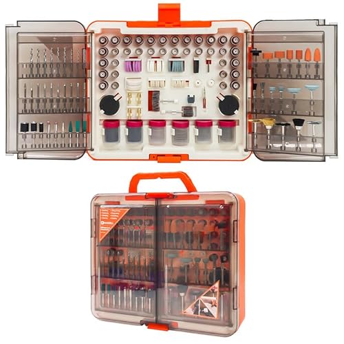 HARDELL 508PCS Rotary Tool Accessories Kit, 1/8"(3.2mm) Multi-Purpose Rotary Tool Bits, Universal Attachments for Cutting, Sanding, Drilling, Carving, Engraving, Grinding, Polishing, Orange