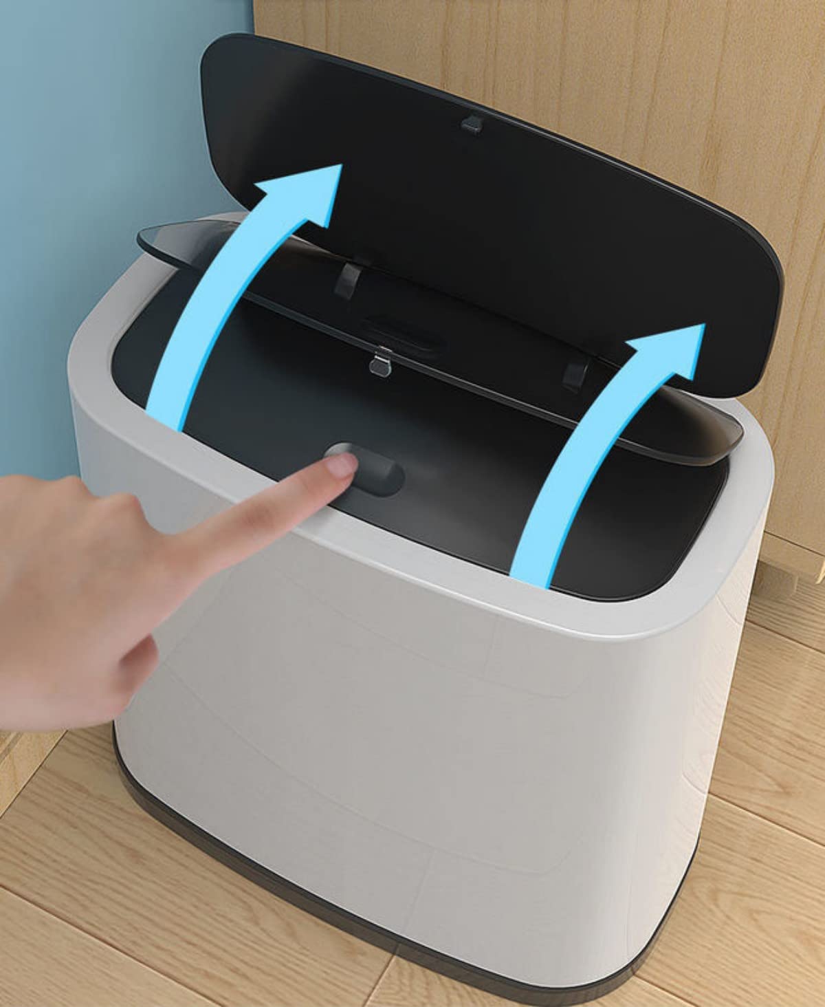 Pattumiera rettangolare in plastica per bagno, colore bianco, 12 l