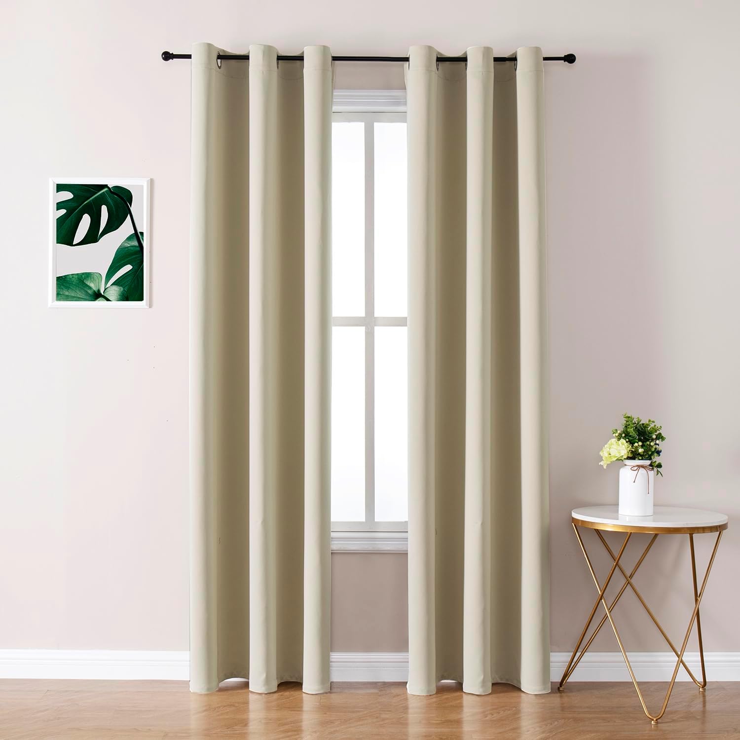 ChrisDowa Blackout Curtains 72 inches Long for Bedroom - 2 Panels Set Grommet Thermal Insulated Room Darkening Curtains for Living Room (Beige, 42 x 72 Inch) 42"W x 72"L (Pack of 2) Beige