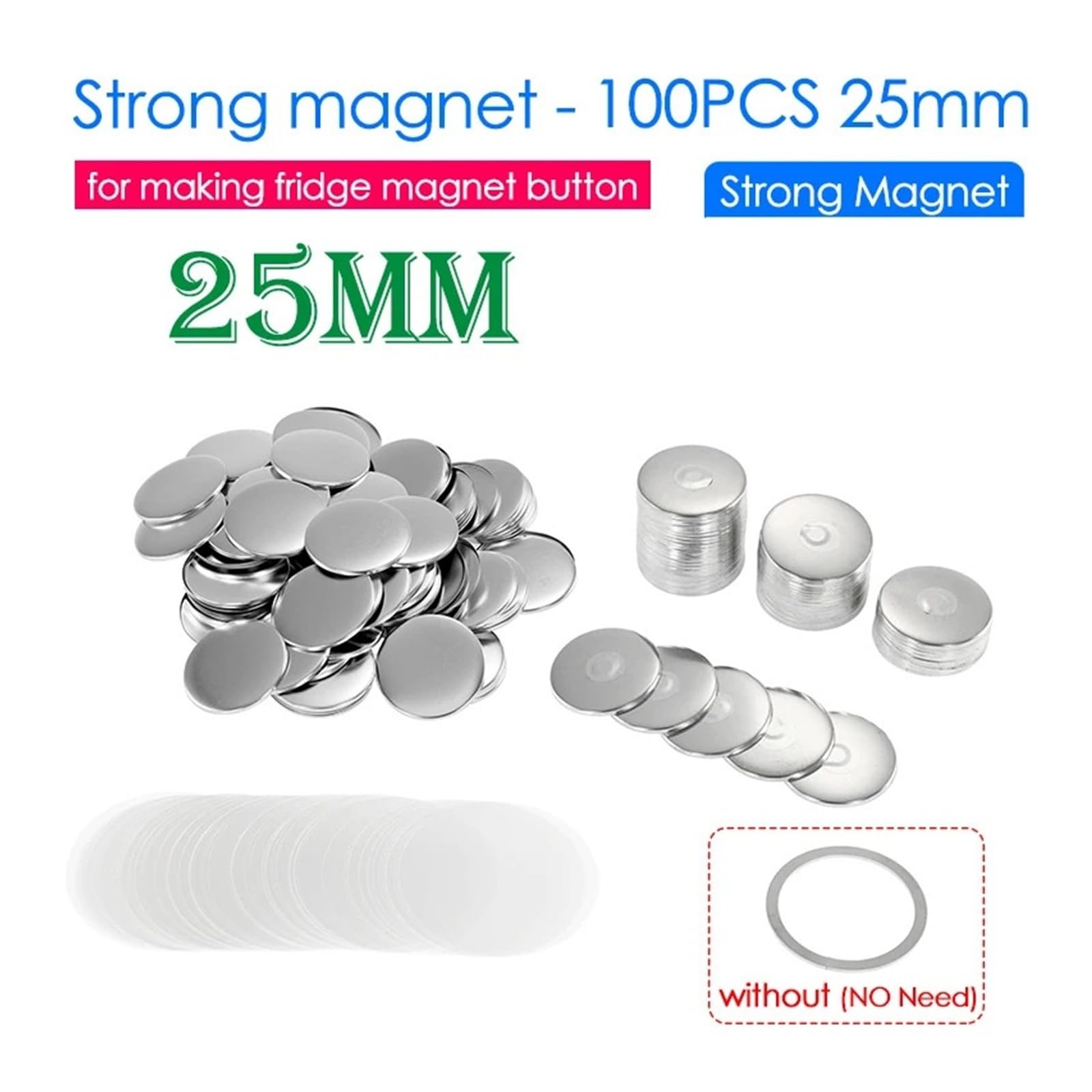 50/100Set 25/32/37/44/58mm Kühlschrankknopf DIY Herstellungsmaterialien for Knopfmacher Herstellung von Kühlschrankmagneten Abzeichen Set Mehrzweck