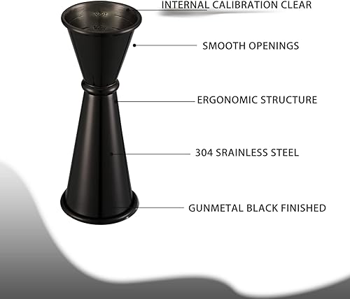 Miniatura 5 de BGM.FOX Jigger doble estilo japonés 2 oz 1 oz barra de cóctel Jigger con medidas en el interior, negro