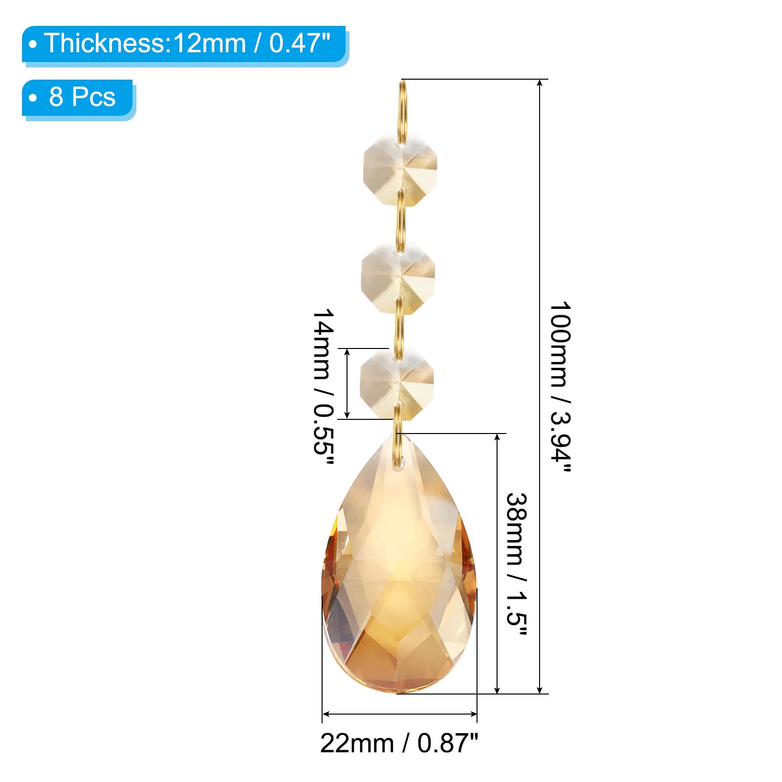 PATIKIL Teardrop Crystal Chandelier Pendants Beads - Image 2