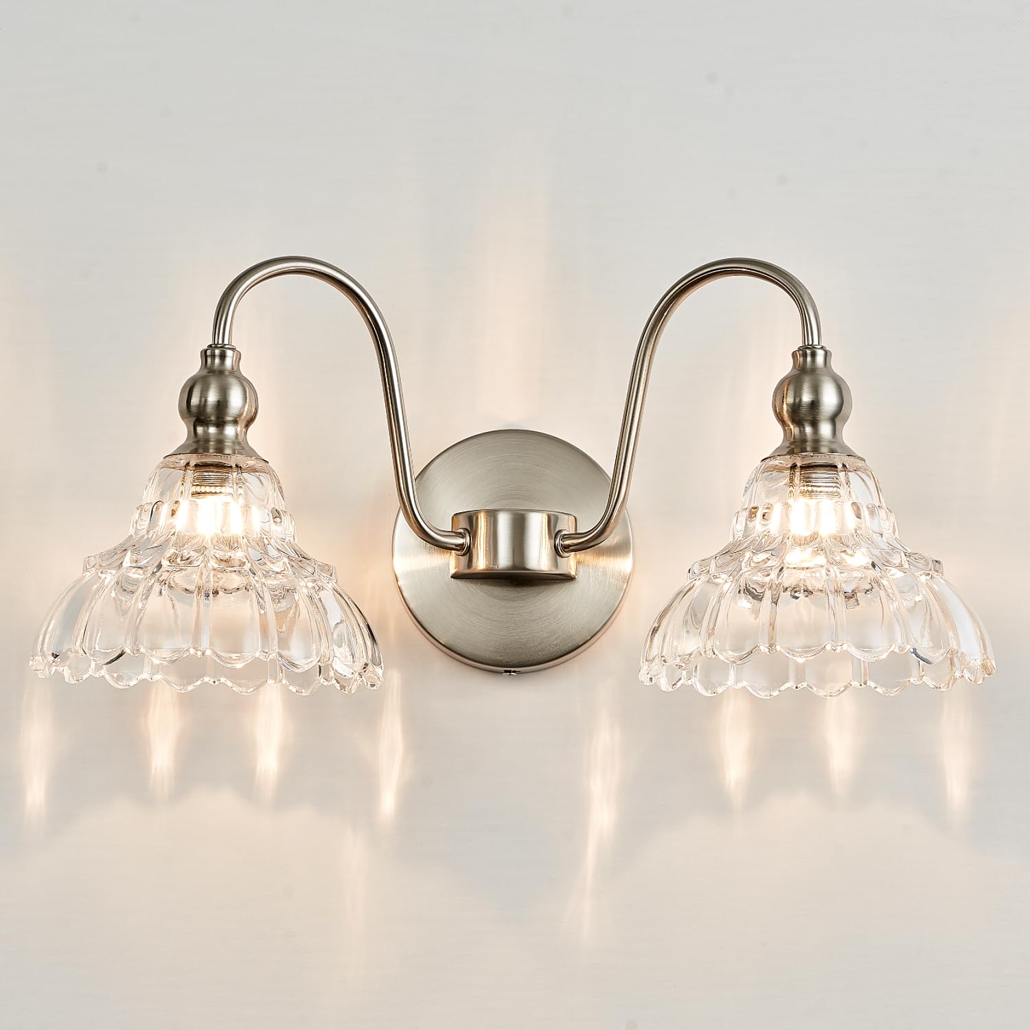 Brushed Nickel 2 Light Bathroom Vanity Light Fixtures Modern Vanity Lights for Bathroom Living Room Vintage Wall Sconces Over Mirror Hallway Wall Lamp