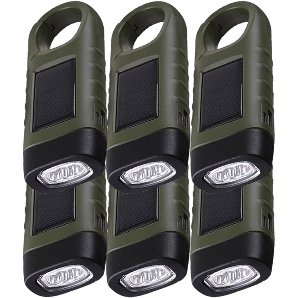 Linterna De Manivela De 2/4/6/8/10 Piezas, Linternas De Supervivencia Alimentadas por Energía Solar, Linterna Manual De Emergencia para Rescate Al Aire Libre, Recargable por USB(Army Green,Set 3)