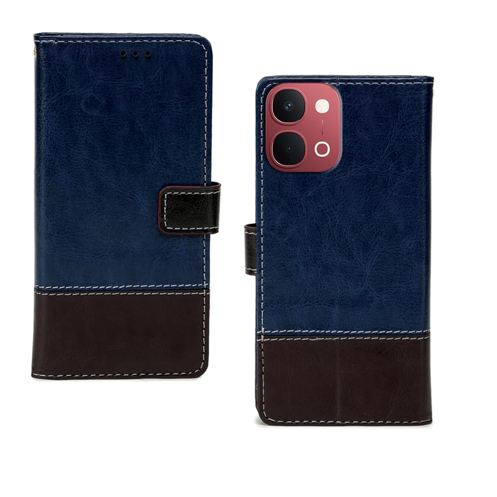 amazon basics Vivo Y51 Pro 5G Flip Cover | Card Pockets Wallet & Stand | Flip Cover for Vivo Y51 Pro 5G (Blue Coffee)