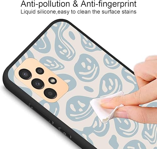 Miniatura 4 de zaztify Funda de teléfono para Samsung Galaxy A13 4G, color beige pastel azul divertido trippy goteo sonrisa derretida hippie sonriente calavera