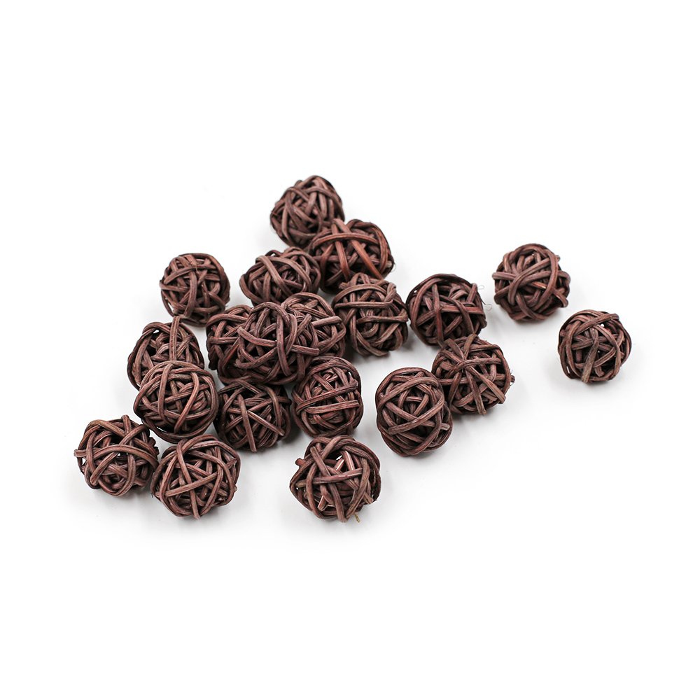 30pcs/Pack Colorful Natural Wicker Rattan Balls for Wedding Christmas Party Hanging Decoration 2cm-Coffee Pack of 30