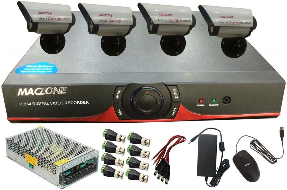 4Channel Combo kit - 4 Outdoor 36IR Night-Vision CCTV Camera+ 4 Ch. DVR (4Video+ 2Audio)+4ch. Power Supply+BNC+DC Connector(Hard Disk & Installation is not Included)