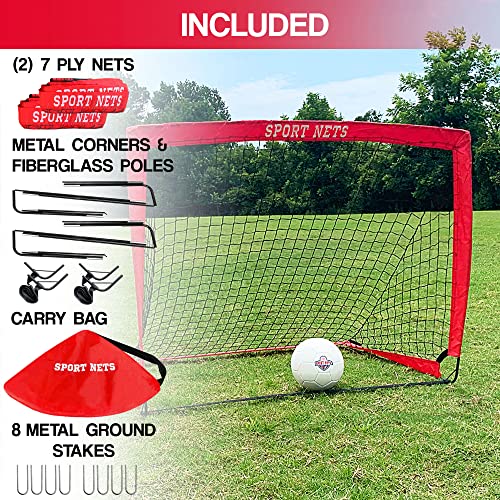 Square Pop Up Soccer Goal For Kids (2 Goal Set, 3X5) With Carry Bag, Easy Set Up And Take Down, Quick Assembly, Lightweight And Instant Fold Design For Immediate Game Time Fun #TOP5