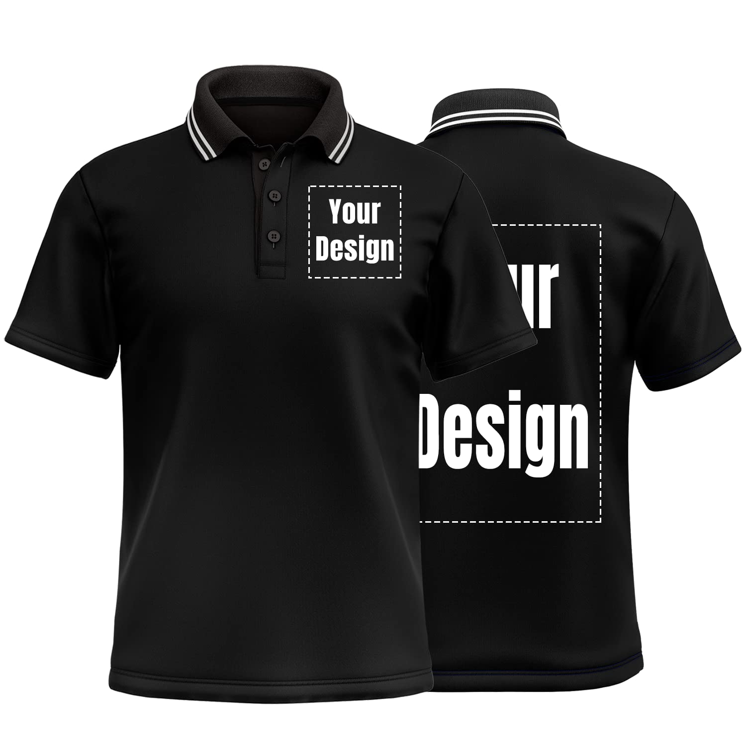 High Visibility Safety Polo Shirt with Reflective Strips Custom Your Logo Hi Vis Short Sleeve Shirt (3XL, Black)