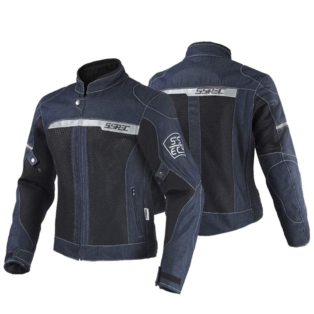 Amazon | SSPEC バイク用 デニム メンズ スタンドカラー ジャケット