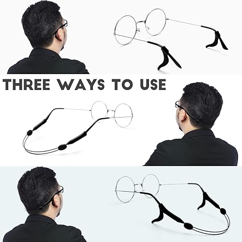 Miniatura 6 de 4Pcs Adjustable Glasses Strap, Glasses Sport Strap Holder Sunglass Retainer, Upgrade No Tail Anti-Slip Eyeglass Straps and Ear Hook 8Pcs for Men