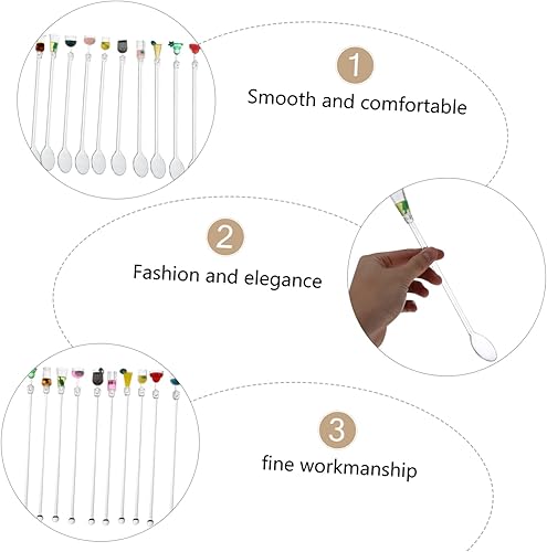 Miniatura 4 de jojofuny 20 palitos de frutas con mango creativo, cucharada, bebida, fiesta, swizzle, jugo, mezcla, para varios cristales, restaurantes, cócteles,