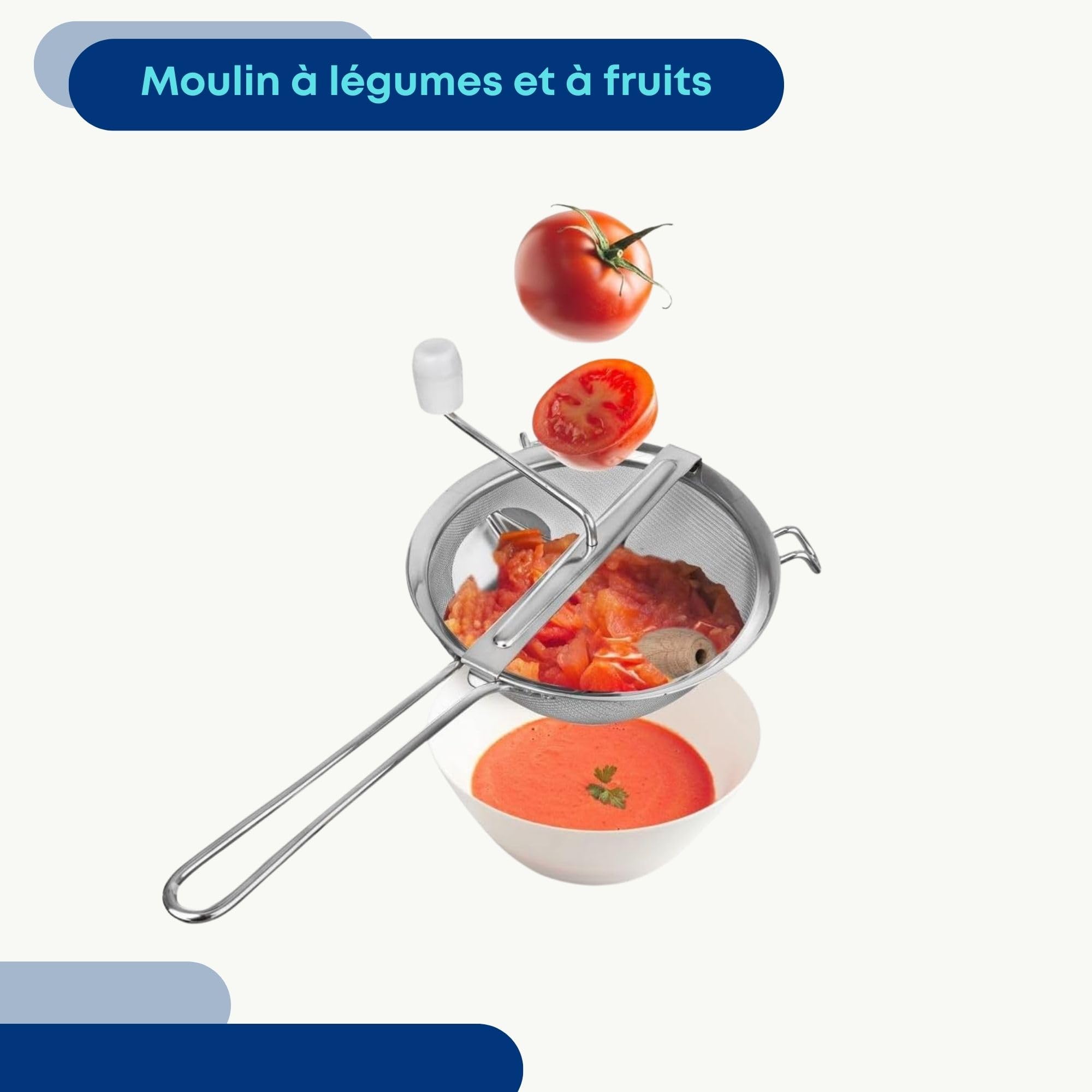 Passe-vite en acier inoxydable pour légumes et fruits