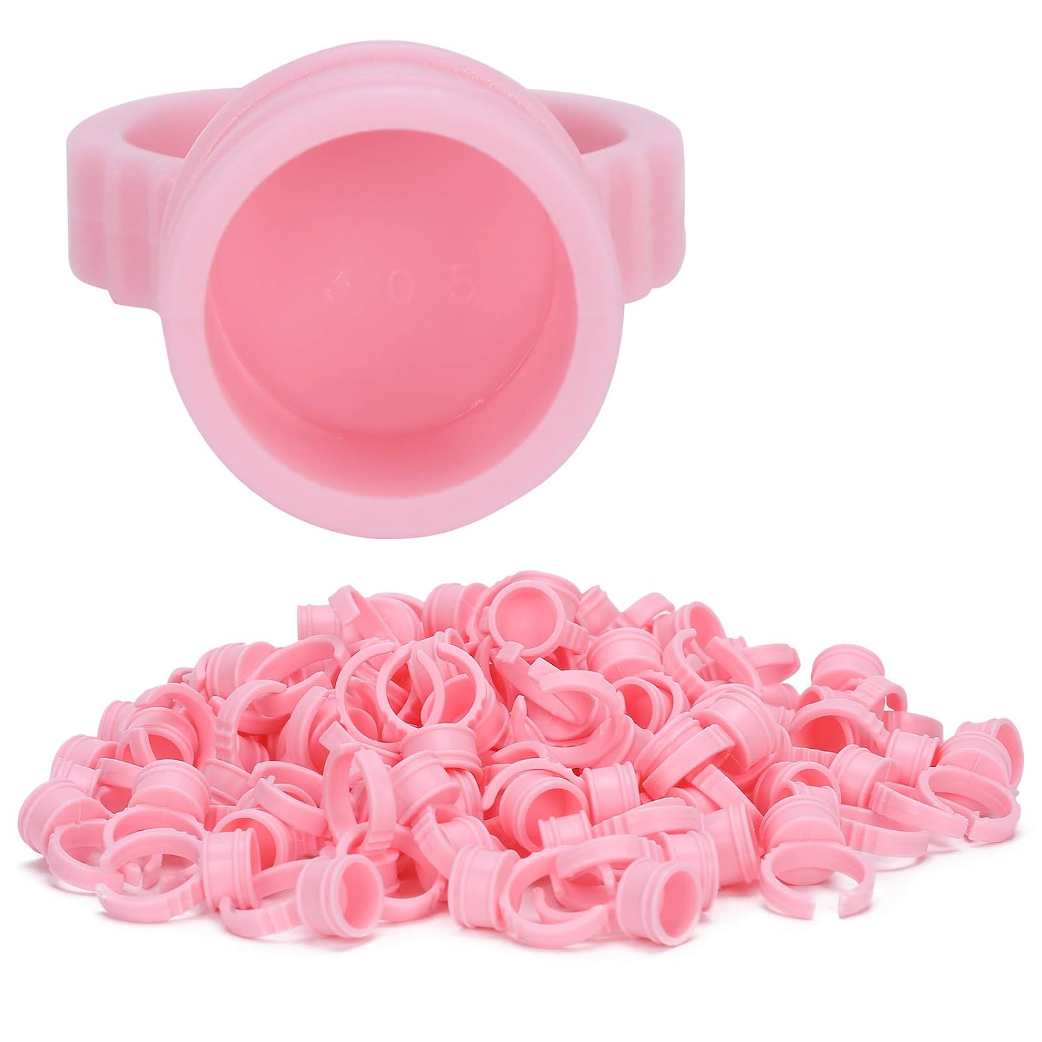 1000pcs Eyelash Glue Rings, Adjustable Eyelash Extensions Ring Cups Disposable Plastic Pigment Holder for Ink Glue,Finger Hand Beauty Tools Microblading Supplies (M)