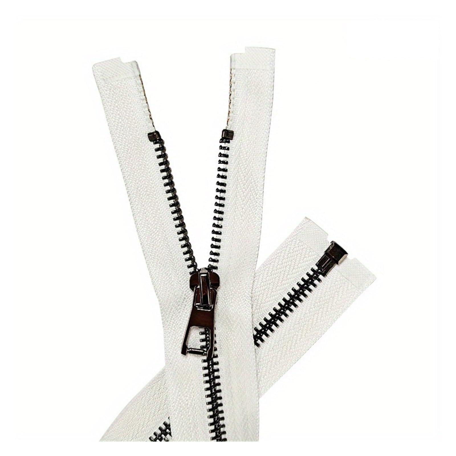 10pcs 40-80cm Metal Zipper Y Teeth Single Open Tail Lock Clothing Accessories Zipper(White-10pcs,60cm)