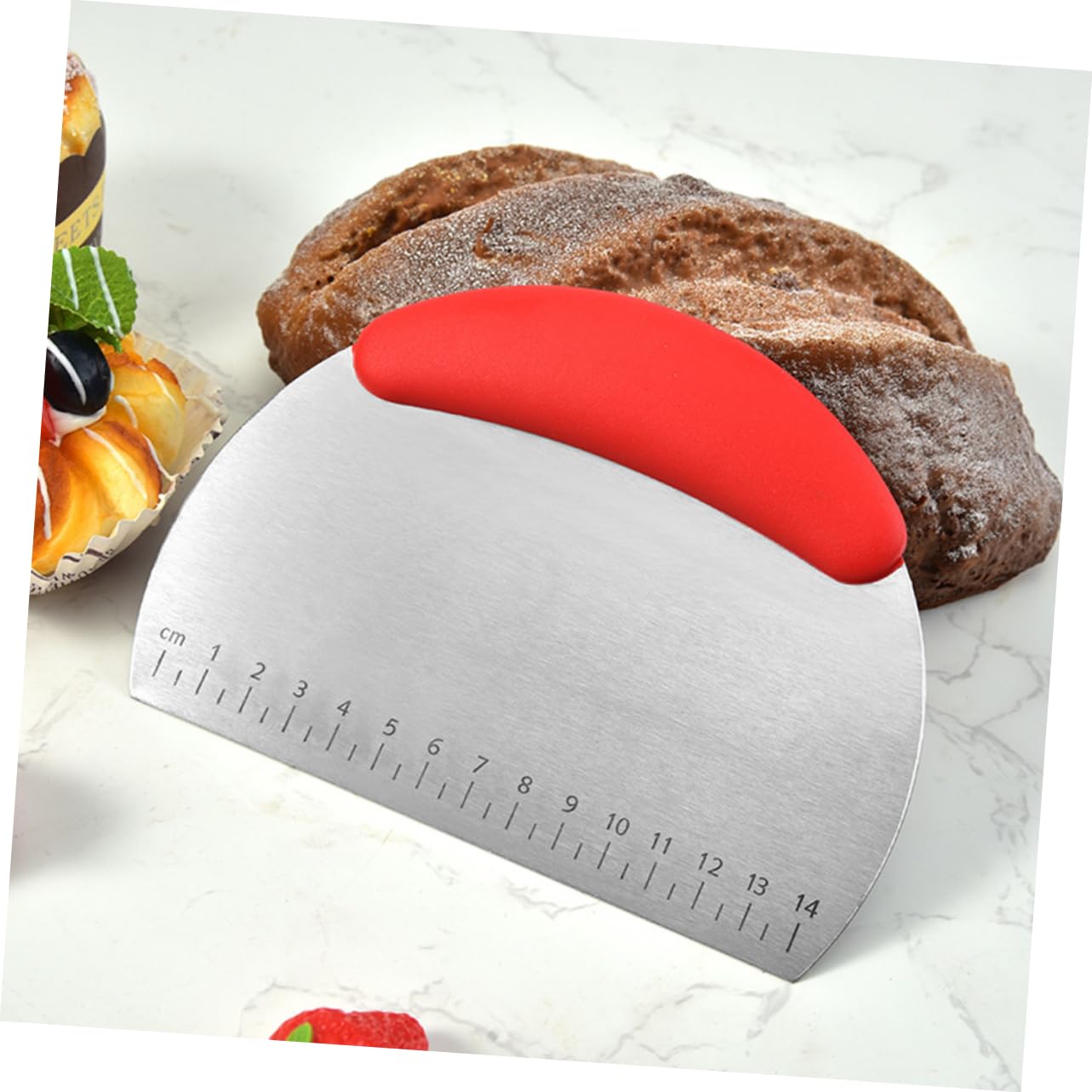 Cabilock Stainless Steel Dough Cutter Slicer Chopper with Scale Non-slip Handle Multi-function Kitchen Tool