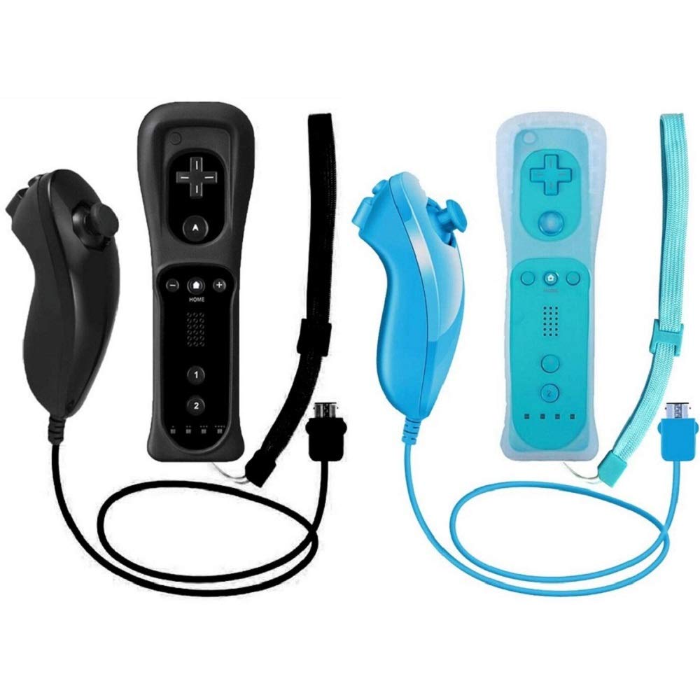 ZeroStory - Mando inalámbrico y mando Nunchuck con funda protectora de silicona y correa para la muñeca