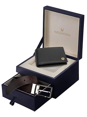 WildHorn Gift Hamper for Men I Leather Wallet & Belt Combo Gift Set I Gift for Friend, Boyfriend,Husband,Father, Son etc