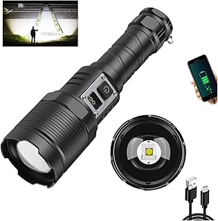 Xhp70 Rechargeable Led Flashlights High Lumens,Super Bright 1800 Lumen Zoomable Flashlight,IPX4 Brightest Powerful Handheld Flashlight,5 Modes Zoom Waterproof Flashlight