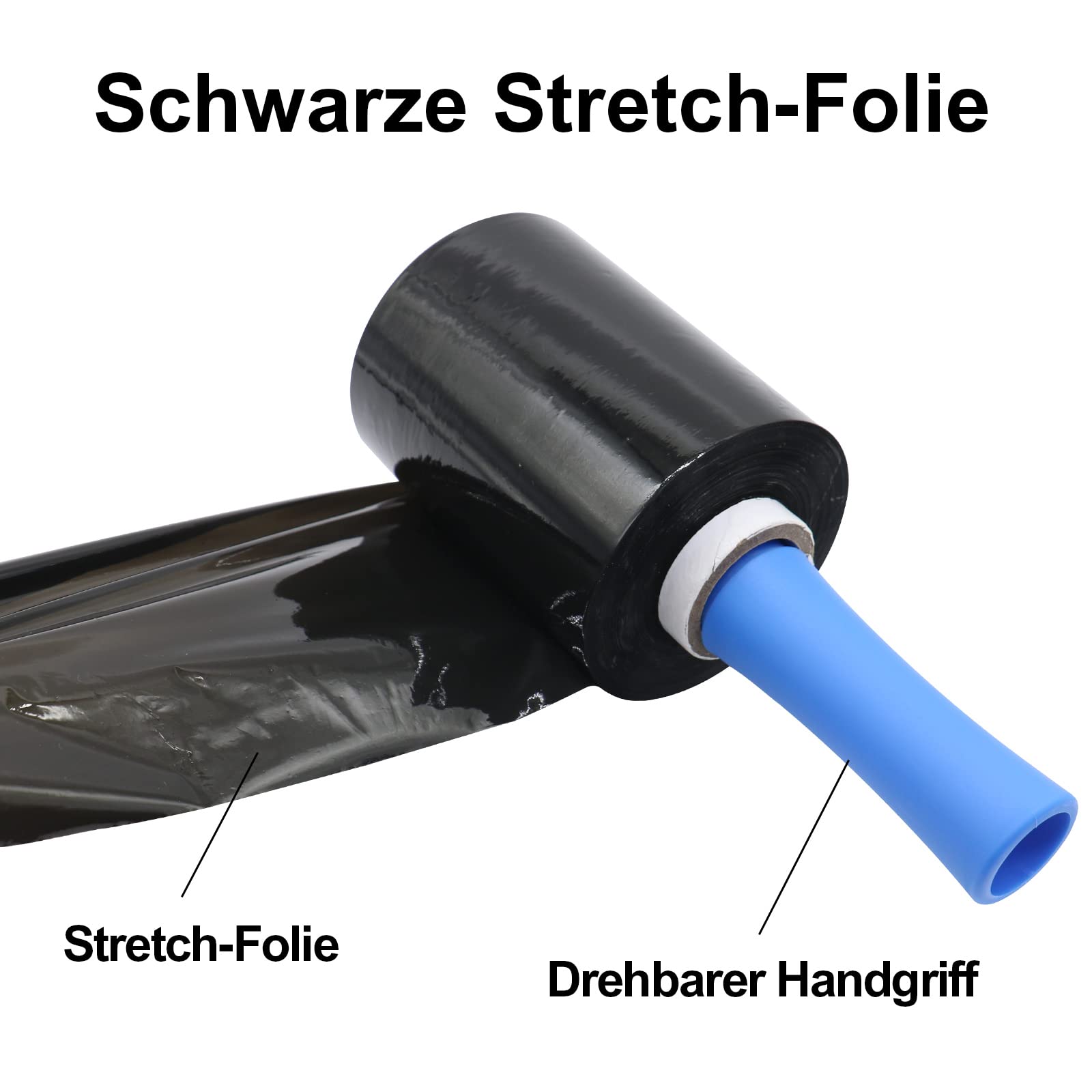 Palettenfolie Schwarz/klar – Schrumpf- Und Stretchfolie Auf Rolle, über 100 Meter, 400 Mm Breit