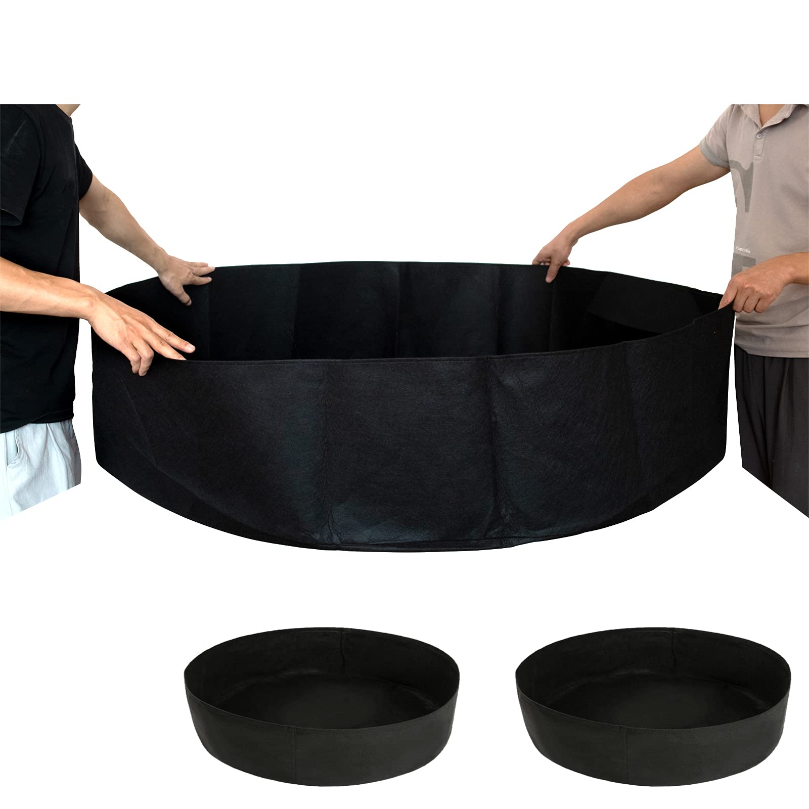 GROWINGGAIR DATANG 2-Pack 100 Gallon Large Non-Woven Grow Bags Reusable Thickened Durable Aeration Fabric Pot Black (100Gal_2Pcs)