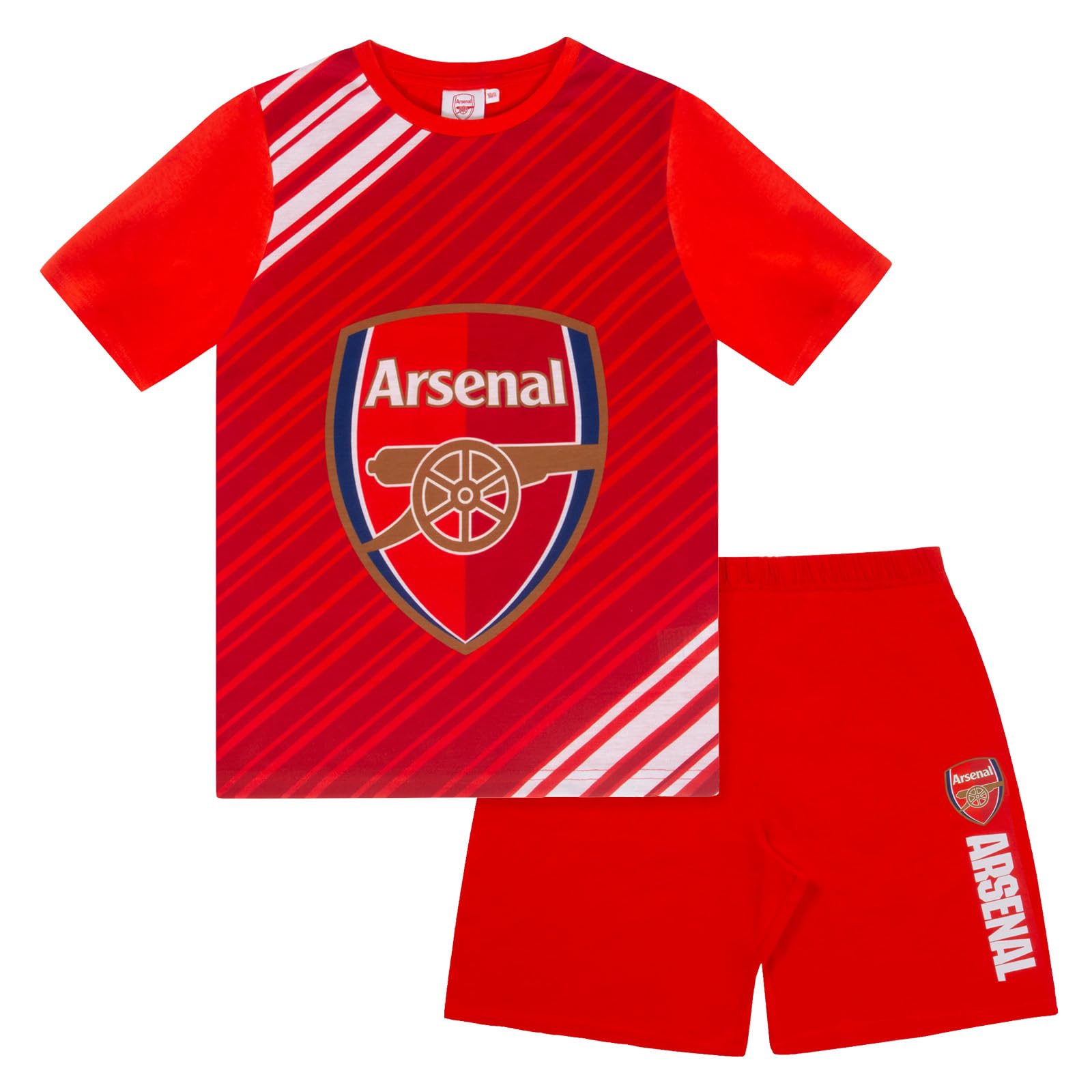 Arsenal Boys Red Crest Fc Official Football Gift Kids Short Pyjamas 8-9 Years