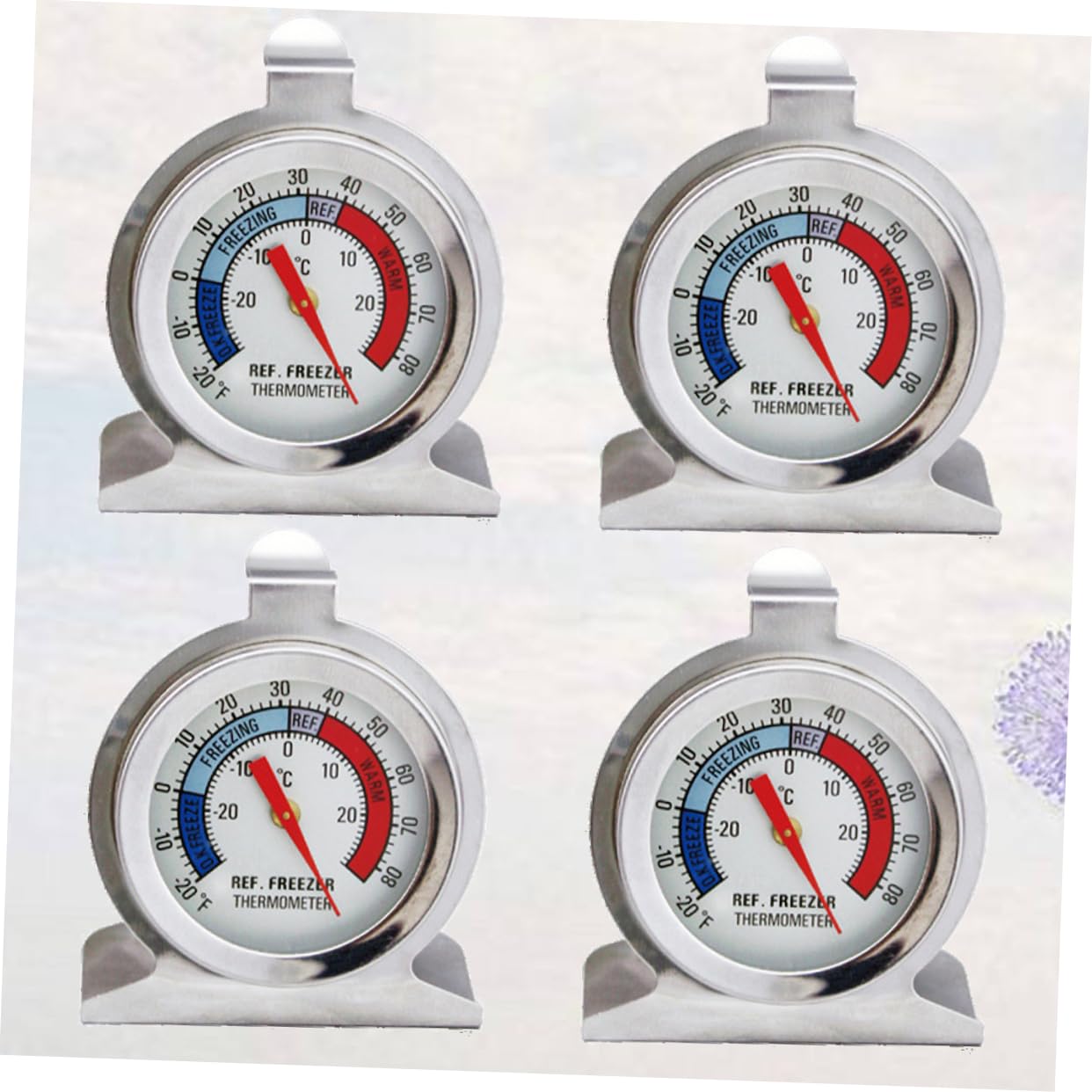 Hemobllo 4 Termometri da Frigo e Congelatore in Acciaio Inossidabile, Lettura della Temperatura in Reale, Facili da Installare, per Casa e Ufficio
