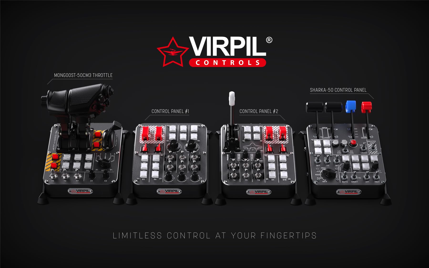 VIRPIL Controls - Pannello di controllo universale #2 per simulatori di volo, PC Gaming, Flight Control System con Landing Gear, Flight Sim Button Box, pannello di commutazione