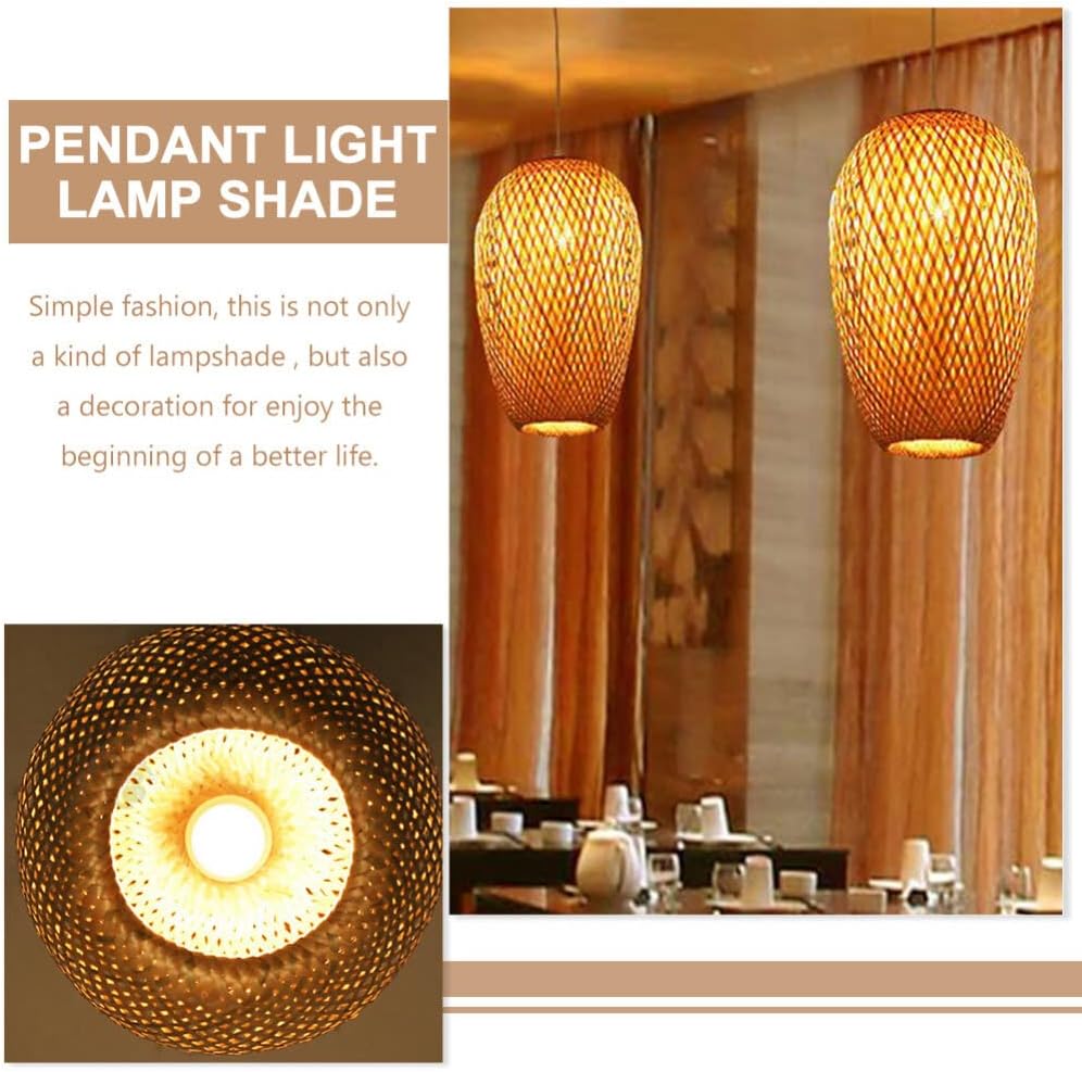 Bamboo Lampshade Light Shade Woven Bamboo Light Cover Hanging Lamp s Cover Woven s Replacement Ceiling s Restaurant