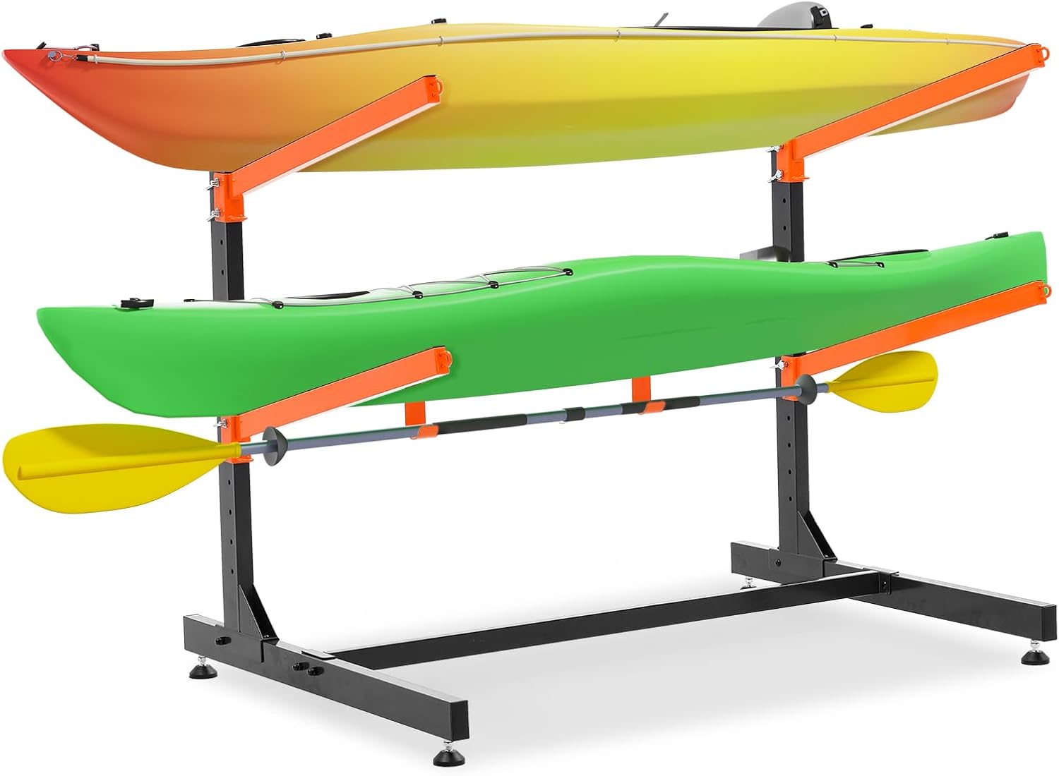 Kayak Storage Rack, Freestanding Kayak Racks for Garage, Heavy Duty Adjustable Kayak Stand Indoor Outdoor Storage Rack for Kayaks, Canoes, Surfboard & Paddleboard 2 Levels with paddle hook