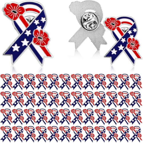 Image of Tondiamo Patriotic Poppy Flower Brooch Pins