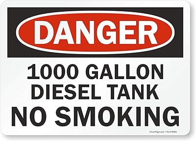 SmartSign “Danger - 1000 Gallon Diesel Tank, No Smoking†Label | 10