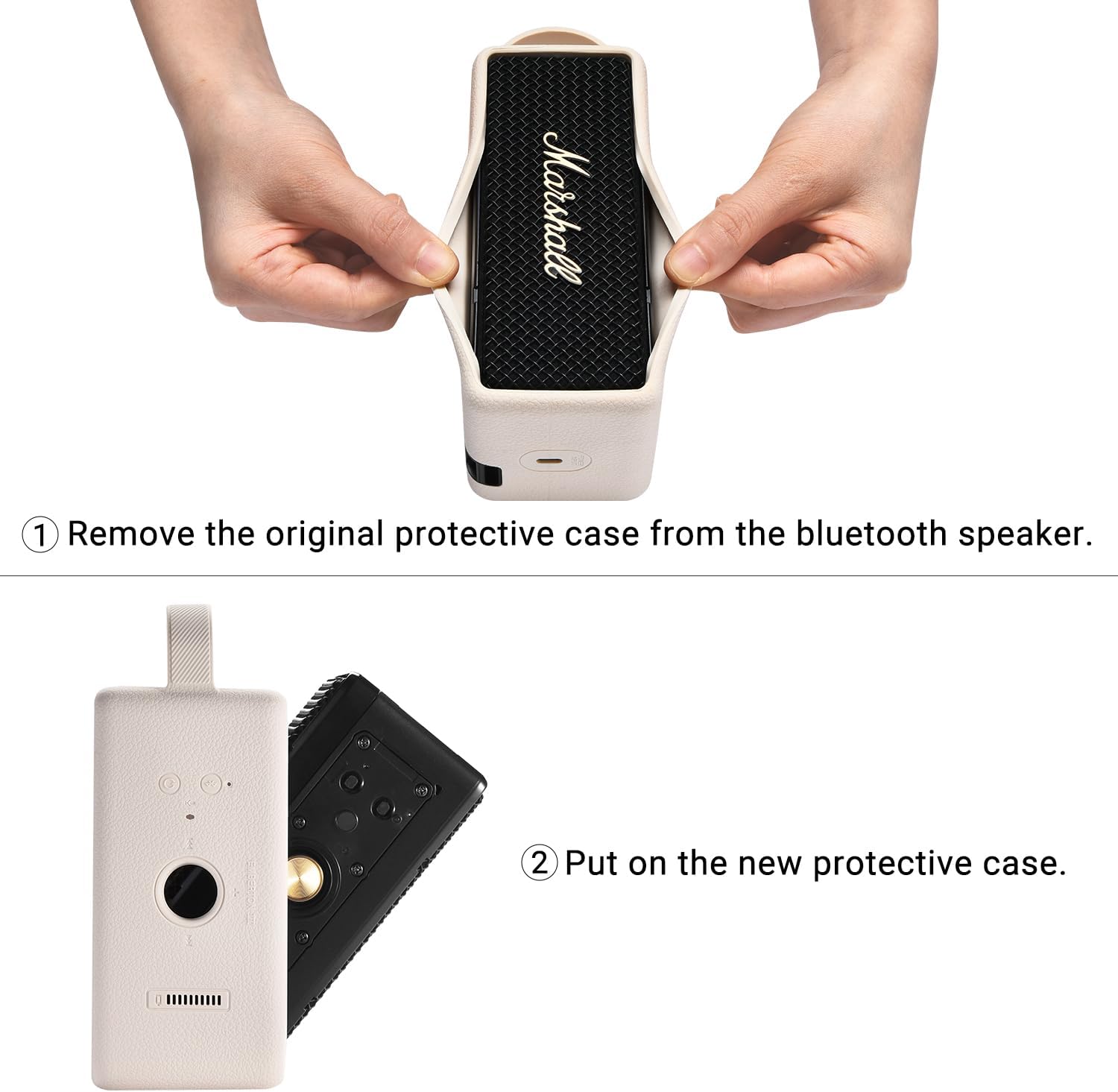 Silicone Case for Marshall EMBERTON III Portable Bluetooth Speaker,Soft Silicone Protective Case Compatible with Marshall EMBERTON III Portable Bluetooth Speaker (White)