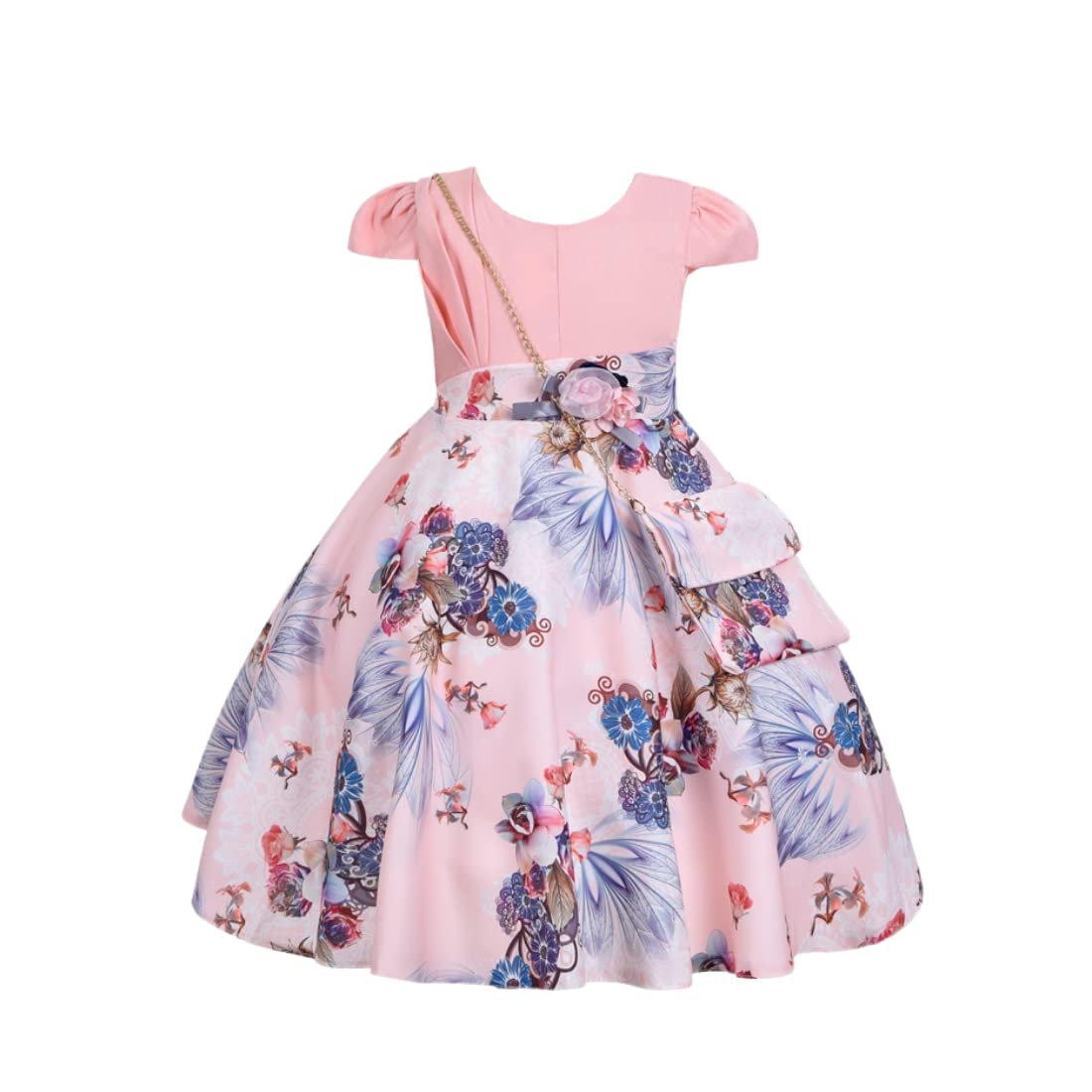 Cosplay Life Elegant Flower Dress for Girls Young Adult Fashion Bow Flower Waistline Kids Party Festival Ages 5-9 Years Old (Pink, 7yrs) — view 20
