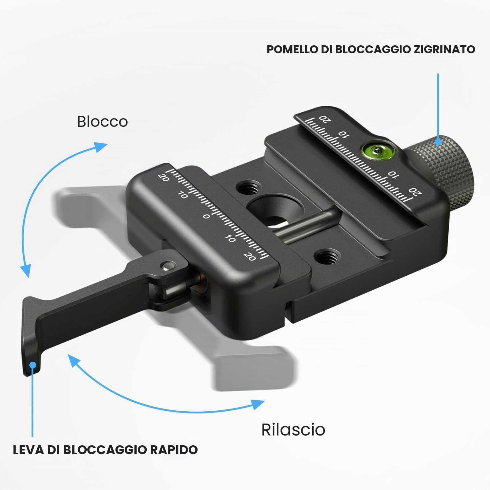WEYLLAN Piastra a sgancio rapido compatibile Arca Swiss Clamp Style per treppiede, testa sferica, universale, testa sferica, treppiede, piastra a sgancio rapido Arca Picatinny Morsetto