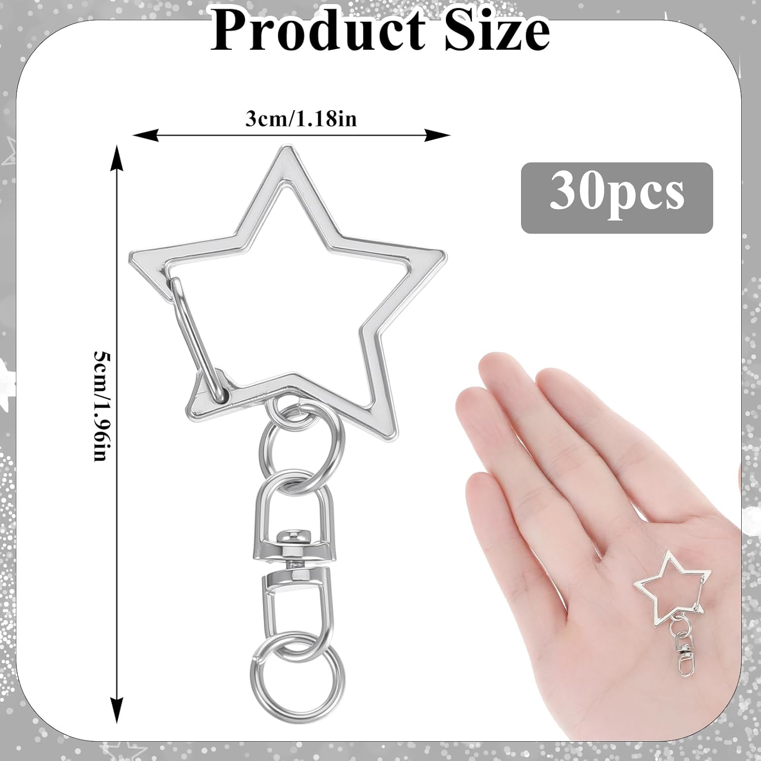 30Pcs Star Keychain Clasp,Spring Snap Keychain Clips for Craft-Key Chain Clasp with Chain Hanging Buckle for DIY Crafts Jewelry Making Keychains Supplies Accessories - Image 2