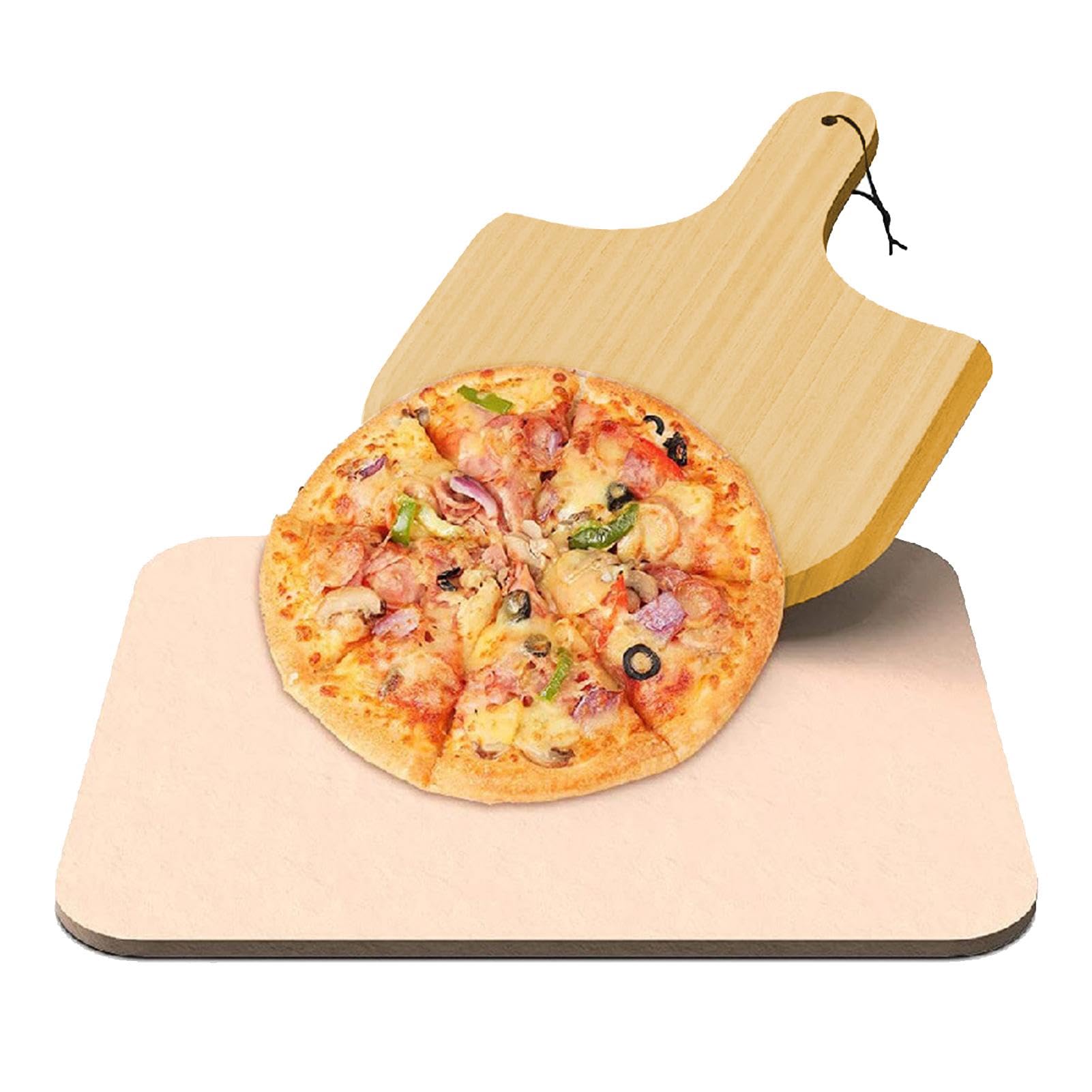 Quadratischer Kochstein, Backstein für Brot, Pizzastein mit Paddel, Backzubehör, 38.1 x 30.5 cm Cordieritstein für BBQ Grillen, Pizza, Brot, Kuchenstärke für die beste Pizza
