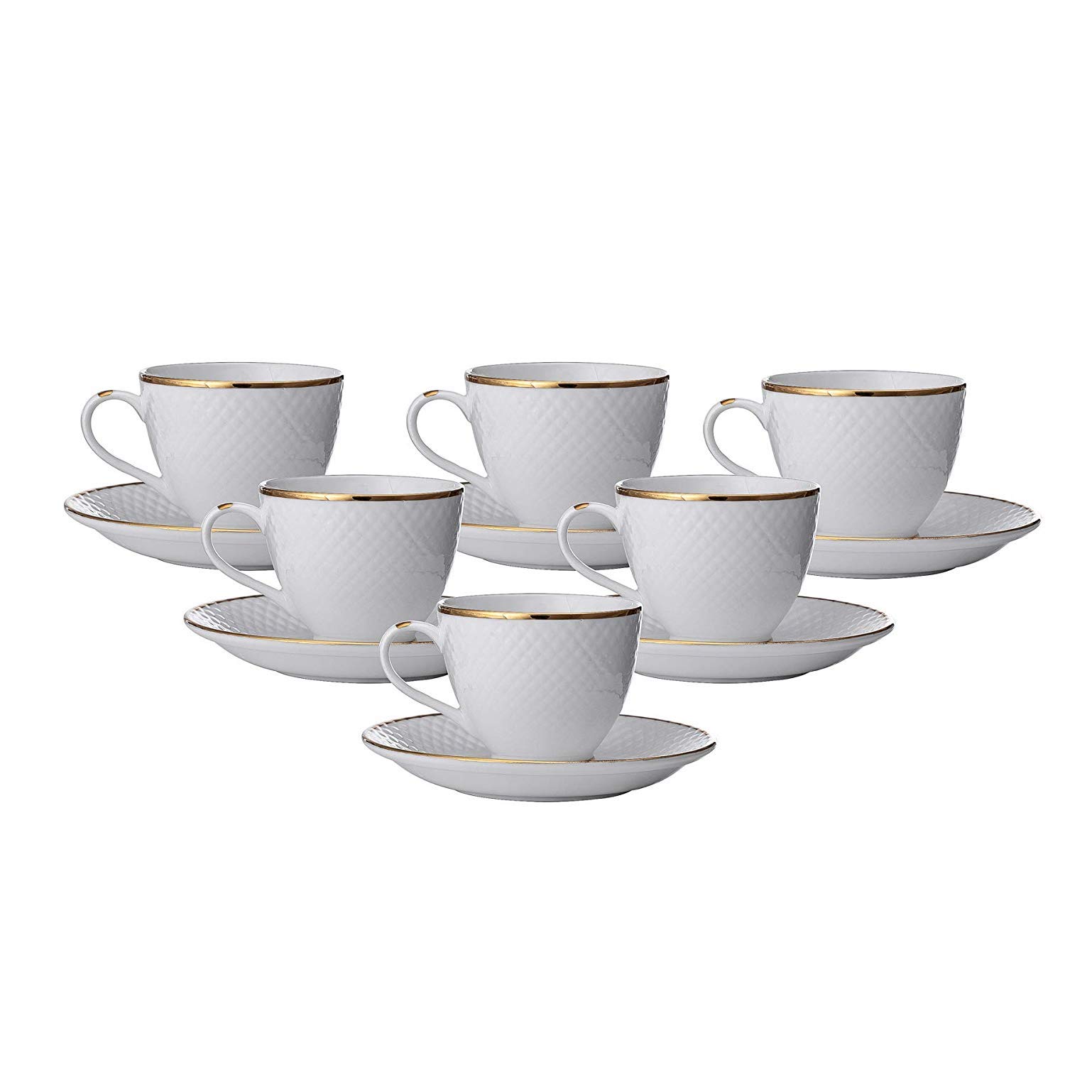 Bone China Cup Saucers Set - White, 160 ml