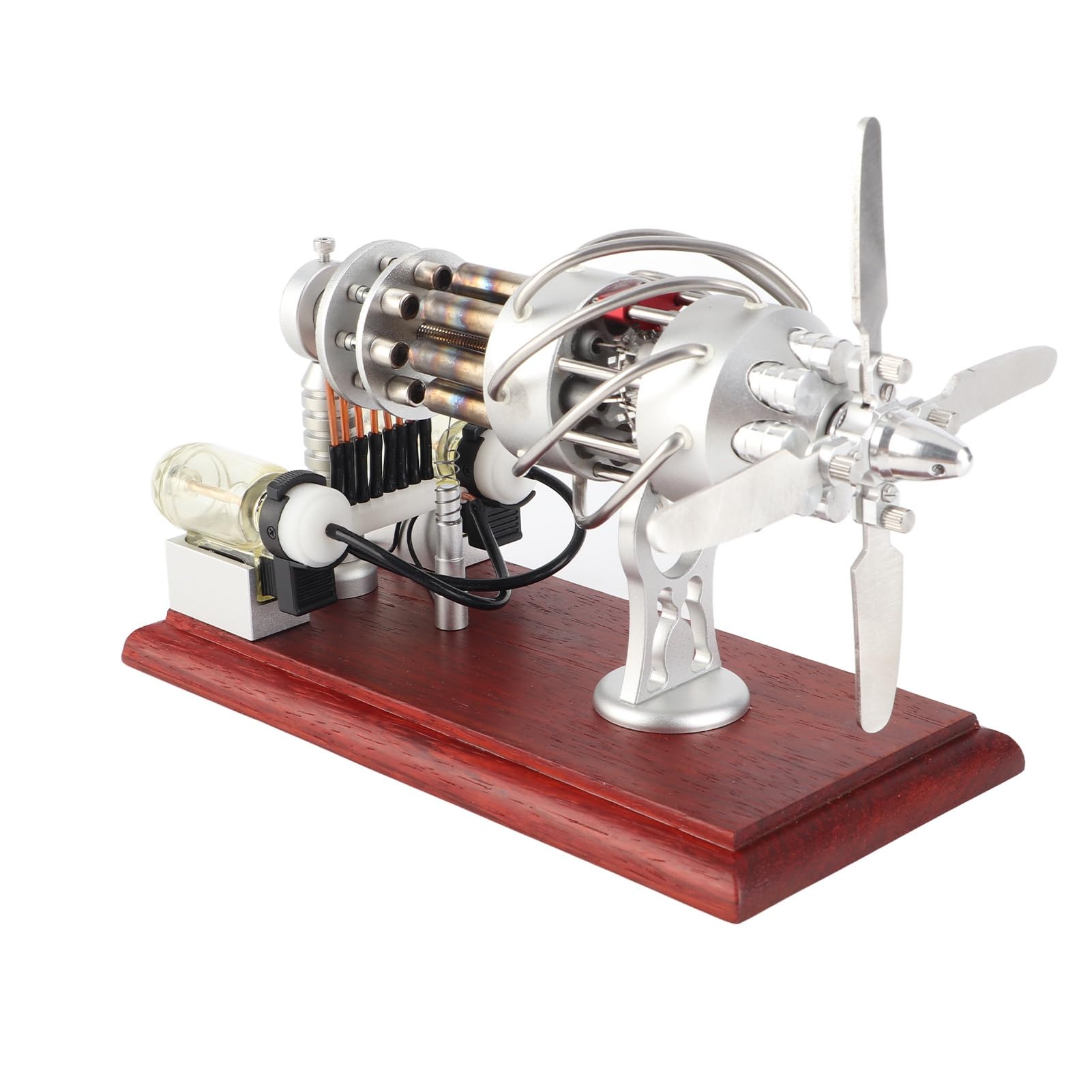 CHICIRIS Zestaw Modeli do Składania Silnika Stirlinga 16-cylindrowy Stabilny Generator Gorącego Powietrza Zabawka Edukacyjna dla Dzieci Projekty Naukowe Stop Aluminium + mahoń 7,9 X 3,9 X 6,1 Cala