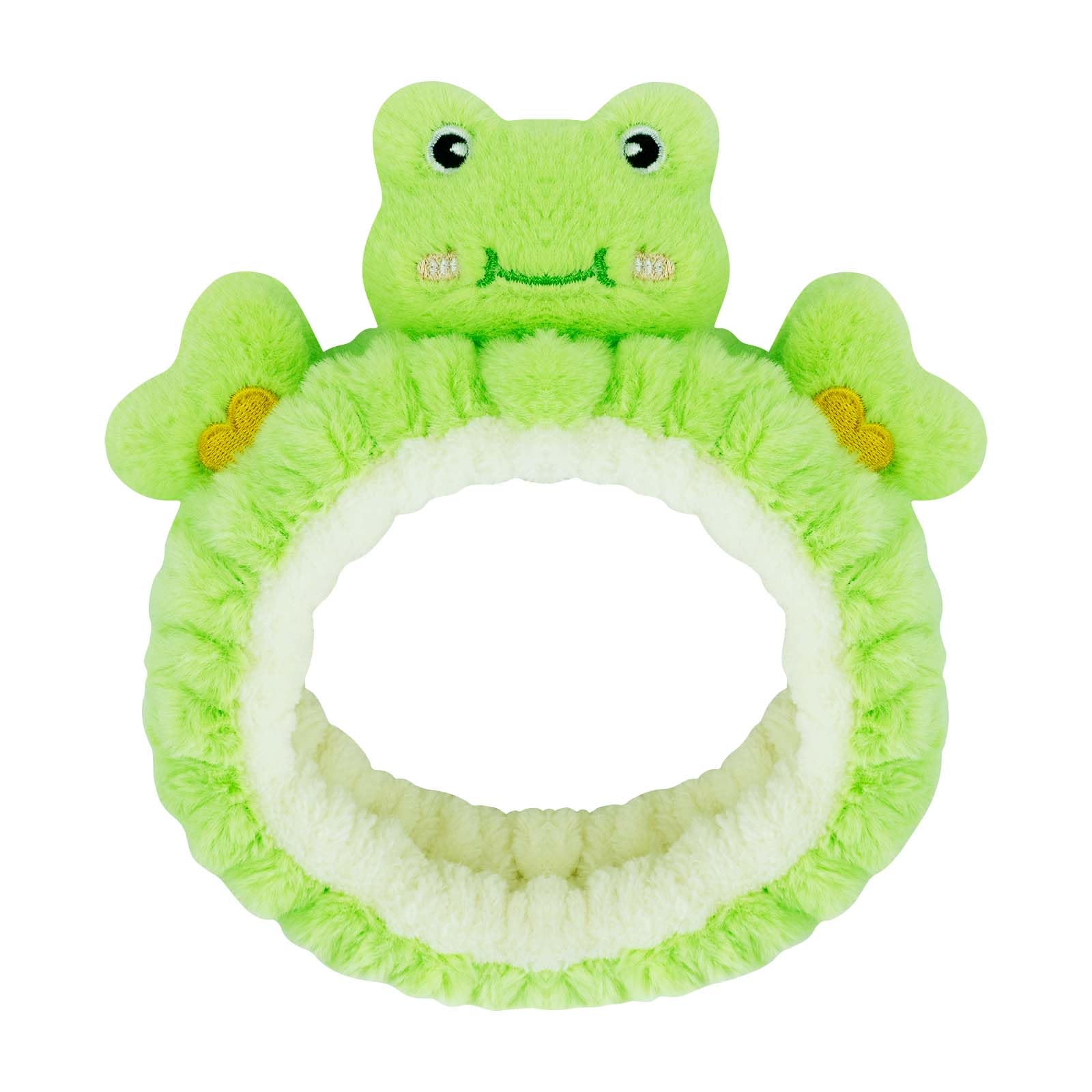 Kugiter Kawaii Spa Headband for Washing Face, Cute Green Frog Headband for Make Up, Washing, Party, Soft Headband for Woman Girls