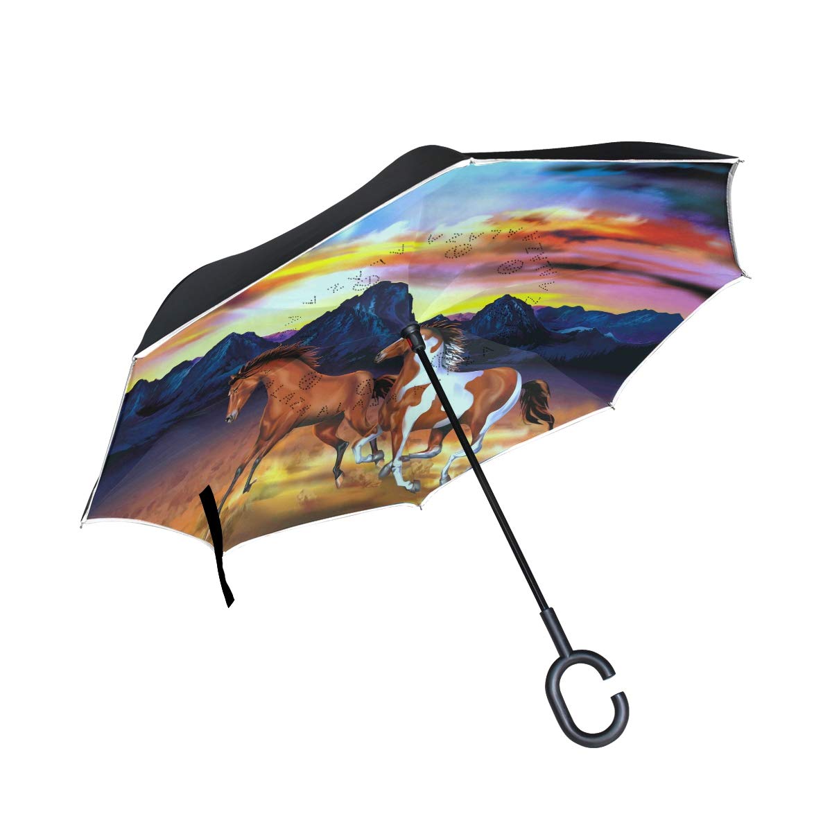 Wamika Regenschirm Mit Rosen Design - Doppelschichtig & Winddicht Mit C-Griff