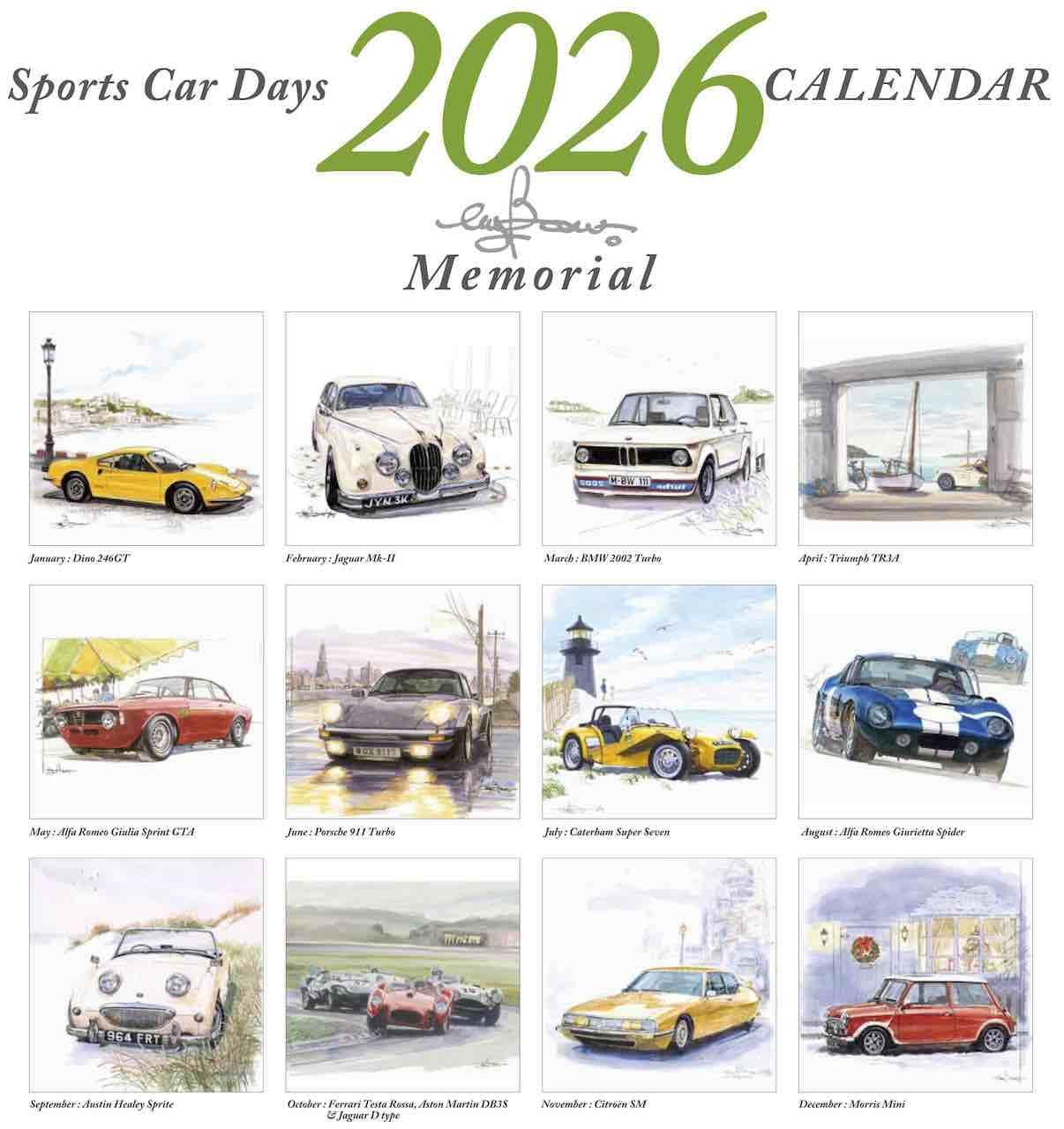 ファインマン　bowさんカレンダー Amazon | Sportscar Days 2025 by Bow。 | カレンダー | 文房具
