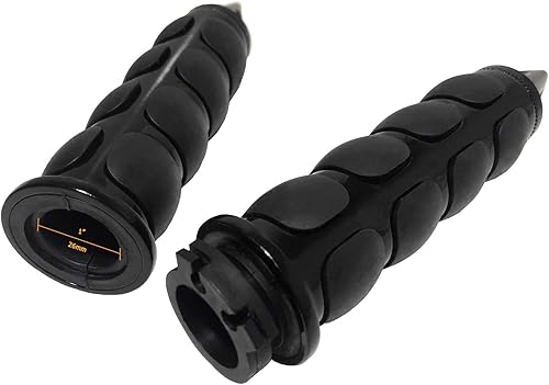 Miniatura 2 de Empuñaduras de mano universales de 1 pulgada para manubrio antideslizantes de 1 pulgada de goma cromada negra para la mayoría de motocicletas,