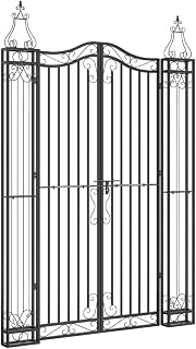vidaXL black wrought iron garden gate, 70.9 inches tall