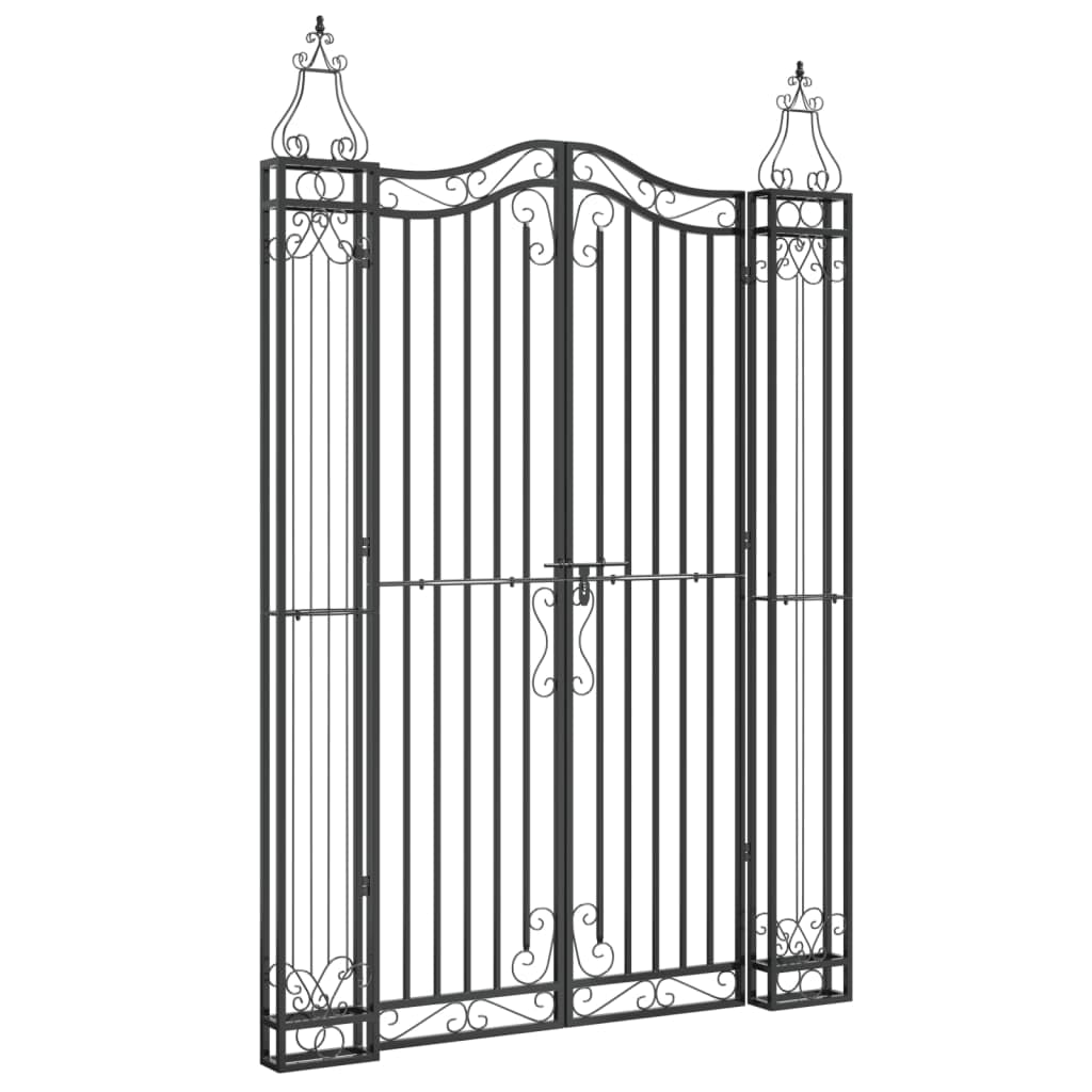 Vidaxl Garden Gate Driveway Gate Fence Panel 121X8x180 Cm Wrought Iron Black