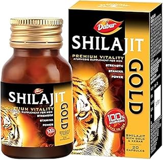 DABUR Shilajit Gold - 20 Capsules | 100% Ayurvedic Capsules for Strength , Stamina and Power | Premium Ayurvedic Supplemen...